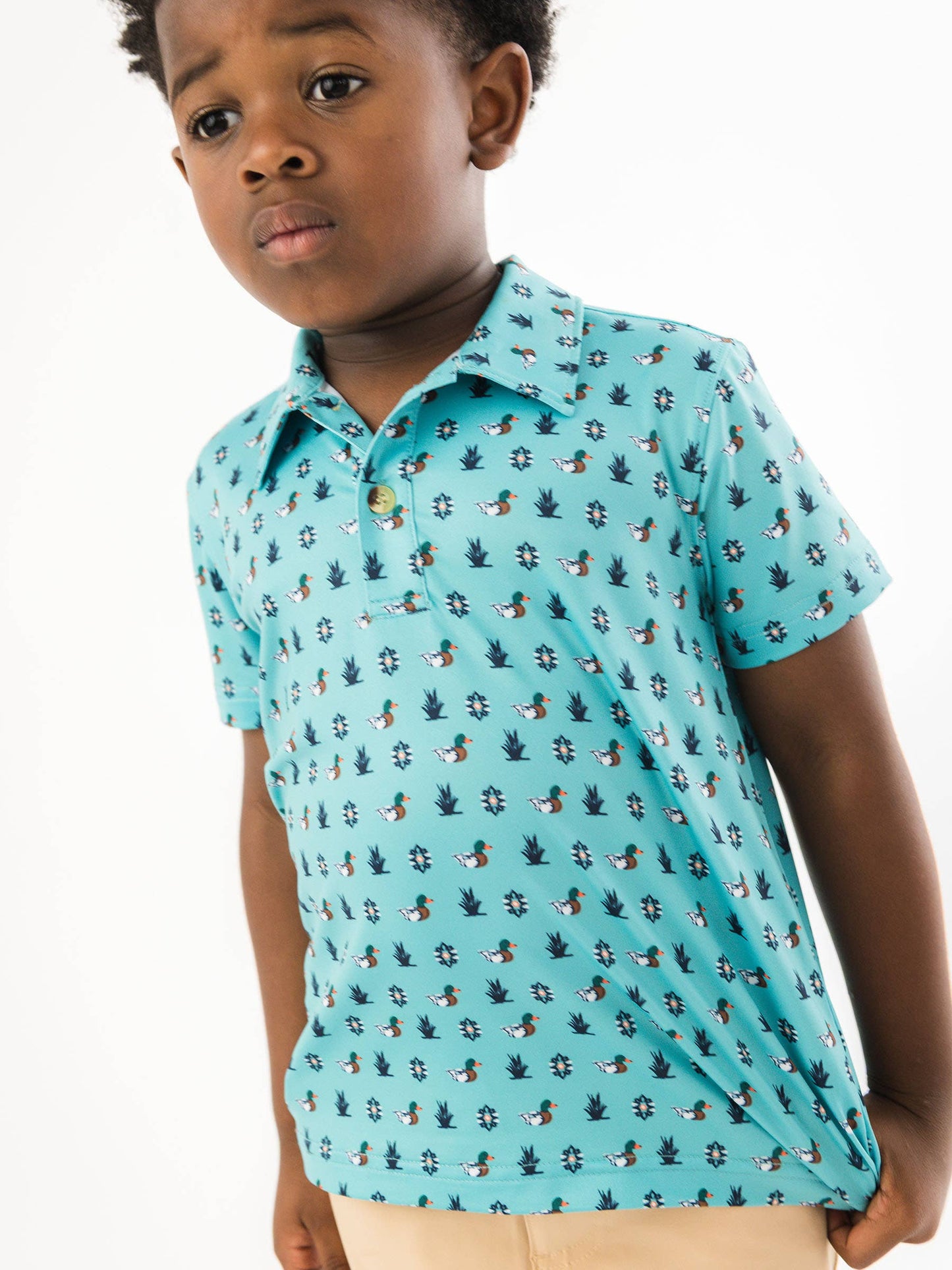 Boys Dapper Ducks Knit Short Sleeve Performance Polo