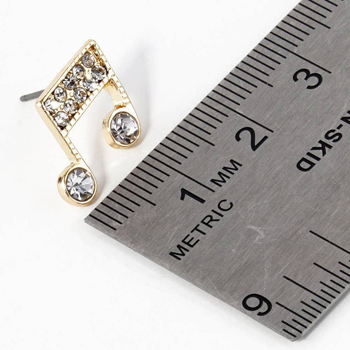 Crystal Paved Music Note Stud Earrings