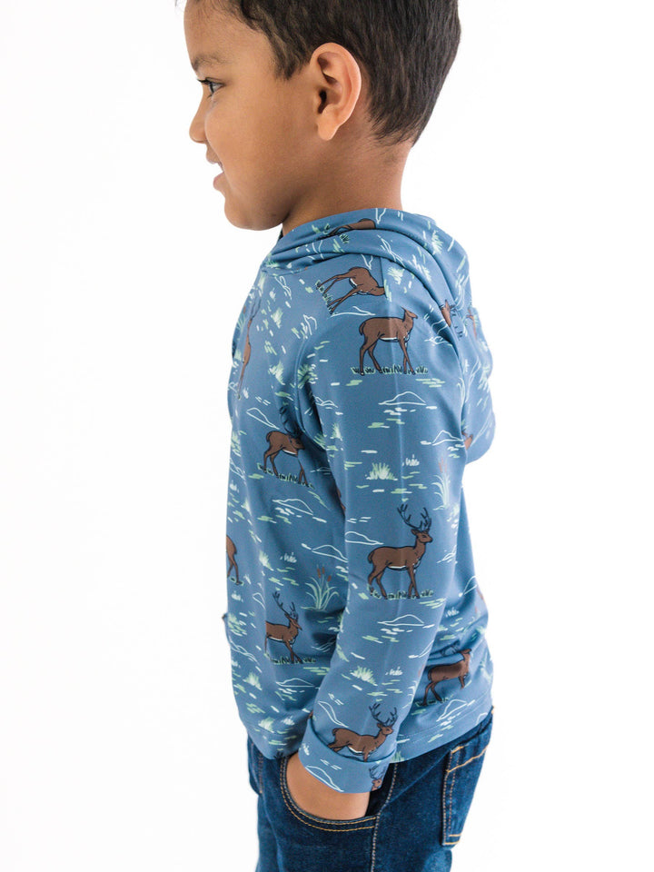 Boys Deer Antler Adventure Performance Hooded Shirt