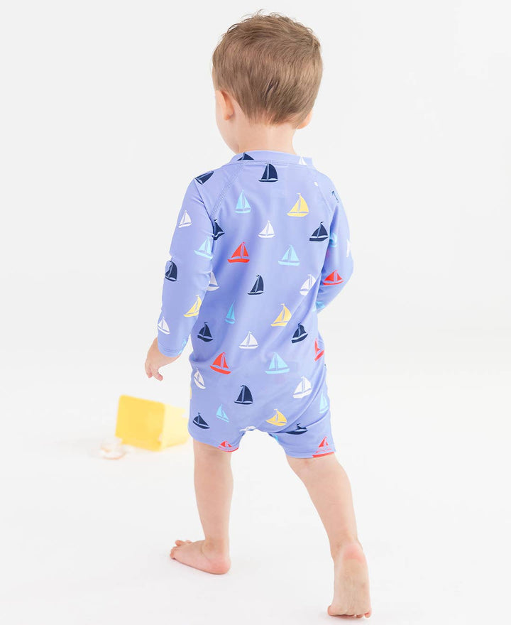 Baby Boys Down By The Bay Long Sleeve One Piece Rash Guard Swimsuit