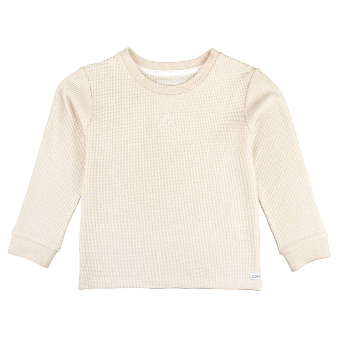 Boys Oatmeal Waffle Knit Long Sleeve Crew Neck Shirt