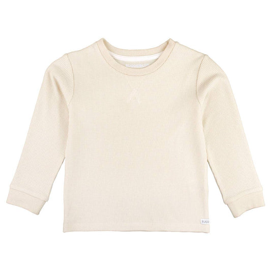 Boys Oatmeal Waffle Knit Long Sleeve Crew Neck Shirt