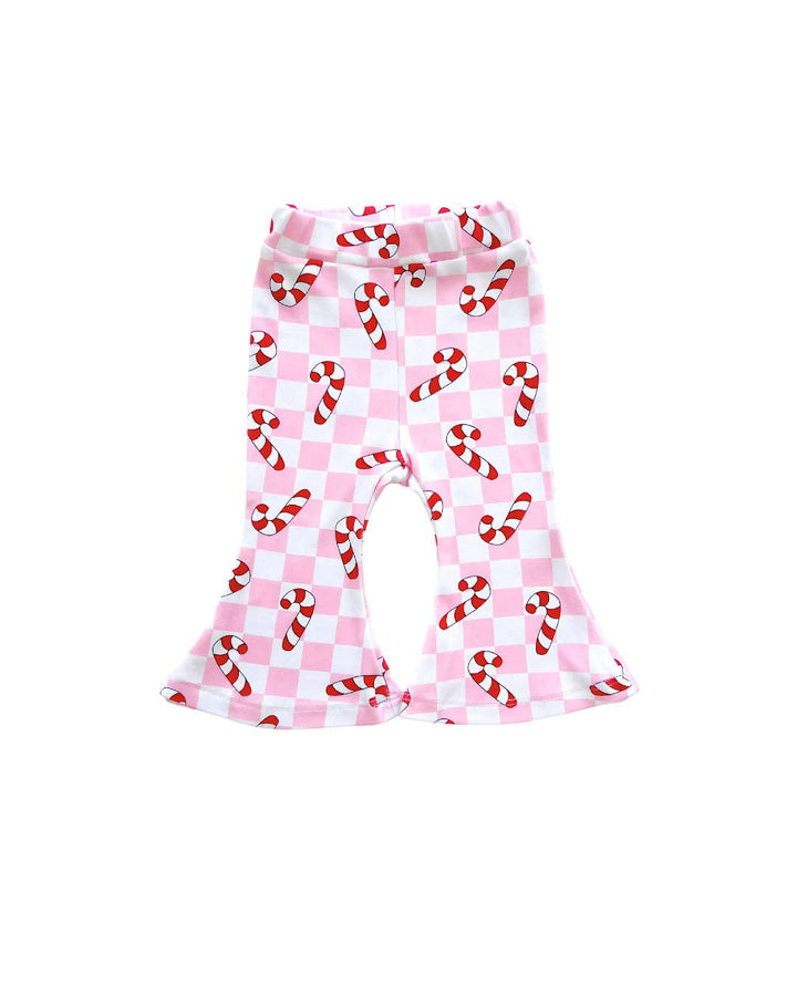Christmas Candy Cane Kids &amp; Baby Flare Pants | Pink