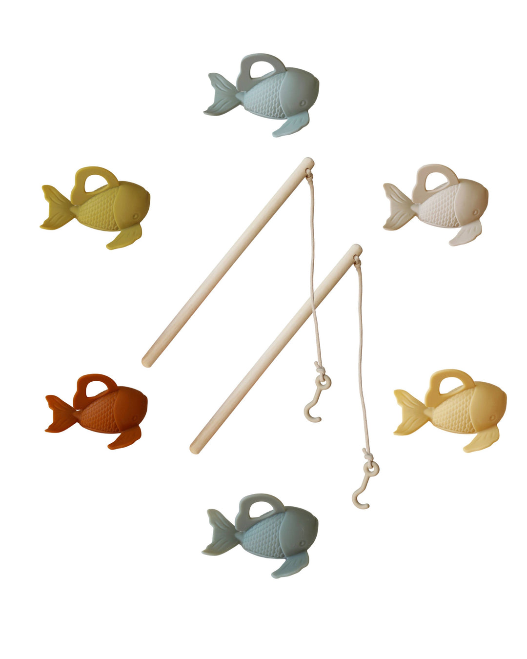 Juego de pesca de silicona y madera