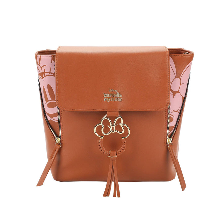 Disney Minnie Mouse Classic Faux Leather Mini Backpack with Bow Accent and Polka Dot Lining