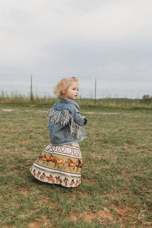 Denim Fringe Jacket, 0M-5T