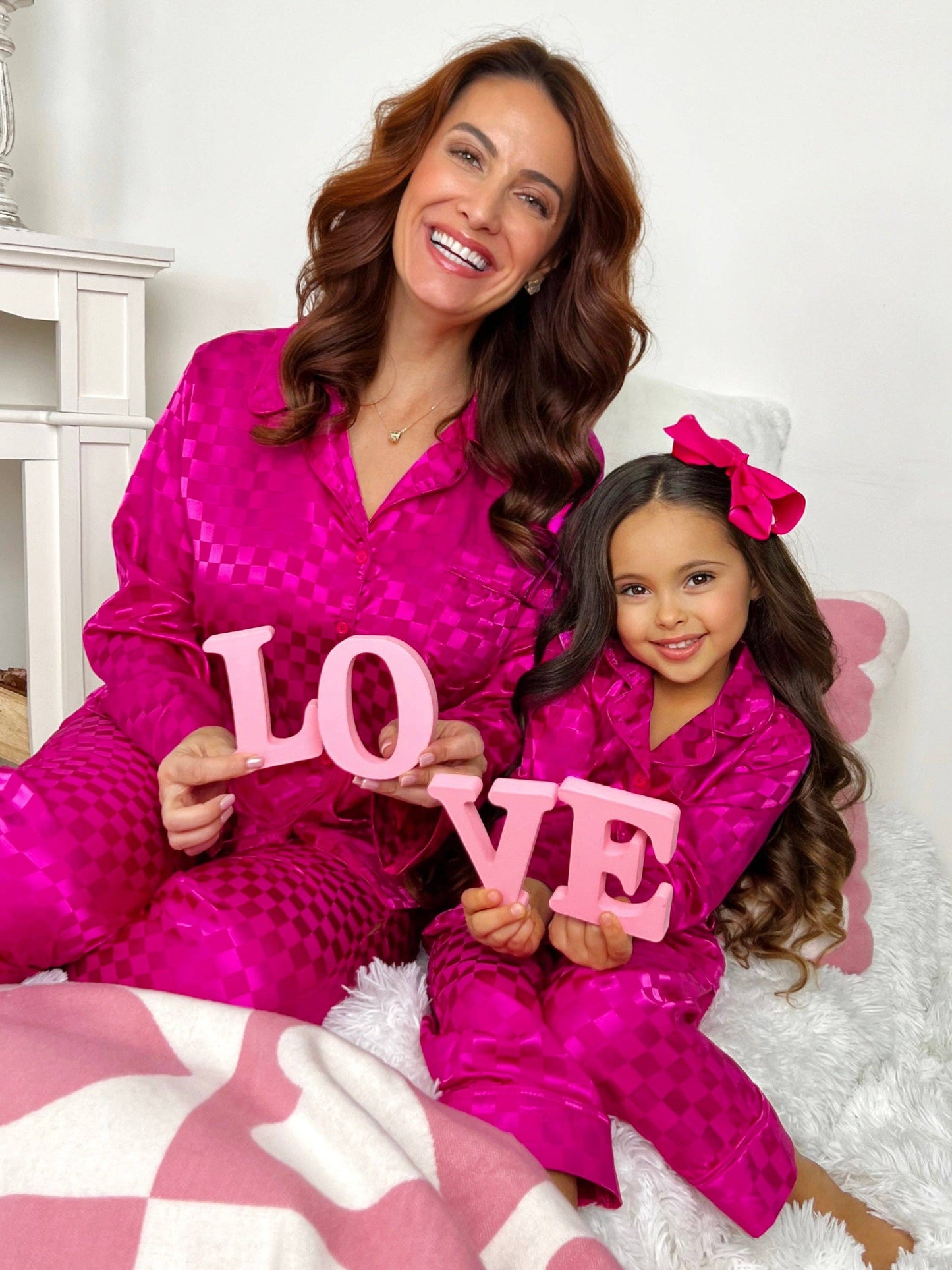 Mommy And Me Loved By You Fuchsia Pajamas