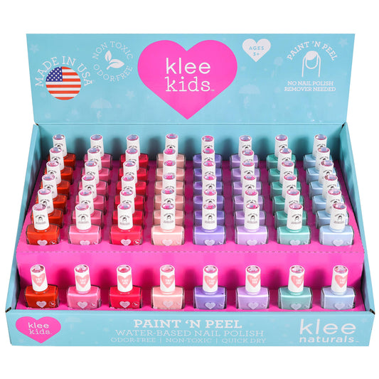 Klee Kids Water-Based Peelable Nail Polish 48-PC Display