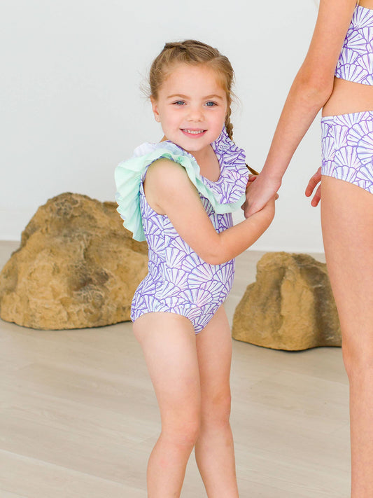 Girls Magical Mermaid Scoopback Ruffle One Piece Swimsuit