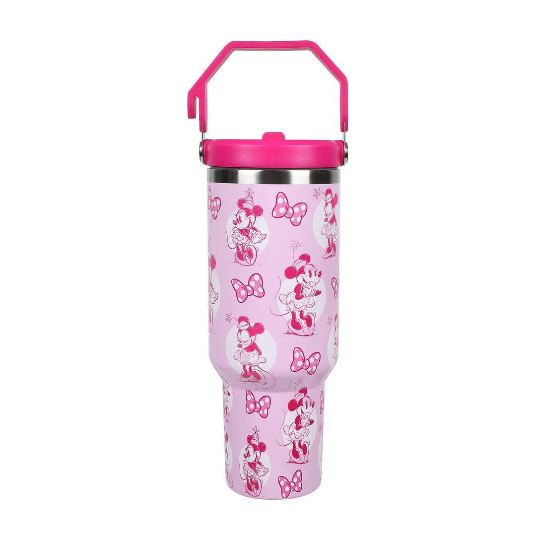 Disney Minnie Mouse &amp; Bows All-Over Print 40 Oz Pink Stainless Steel Water Bottle