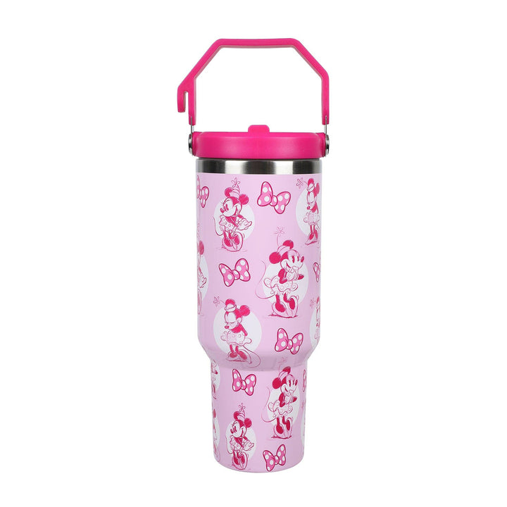 Disney Minnie Mouse &amp; Bows All-Over Print 40 Oz Pink Stainless Steel Water Bottle