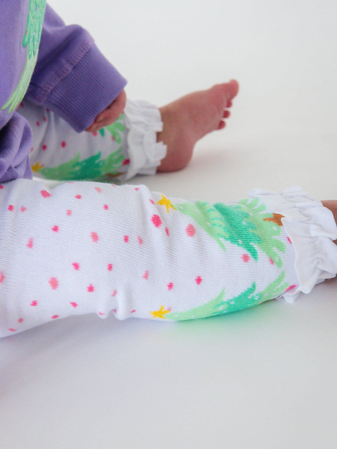 Girls Polka Dot Trees Patterned Footless Ruffle Tights