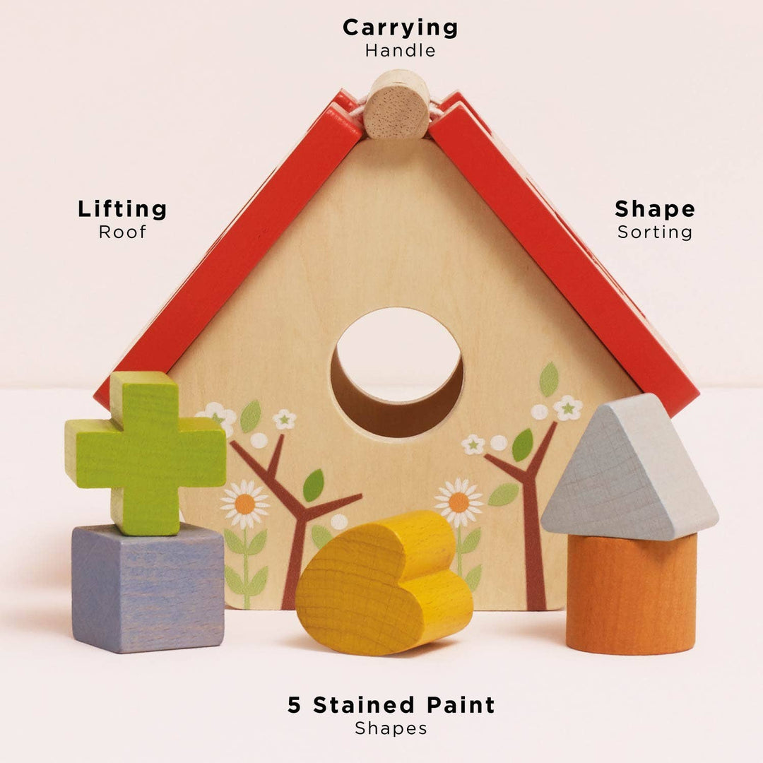 Clasificador de formas de casas para pájaros del bosque