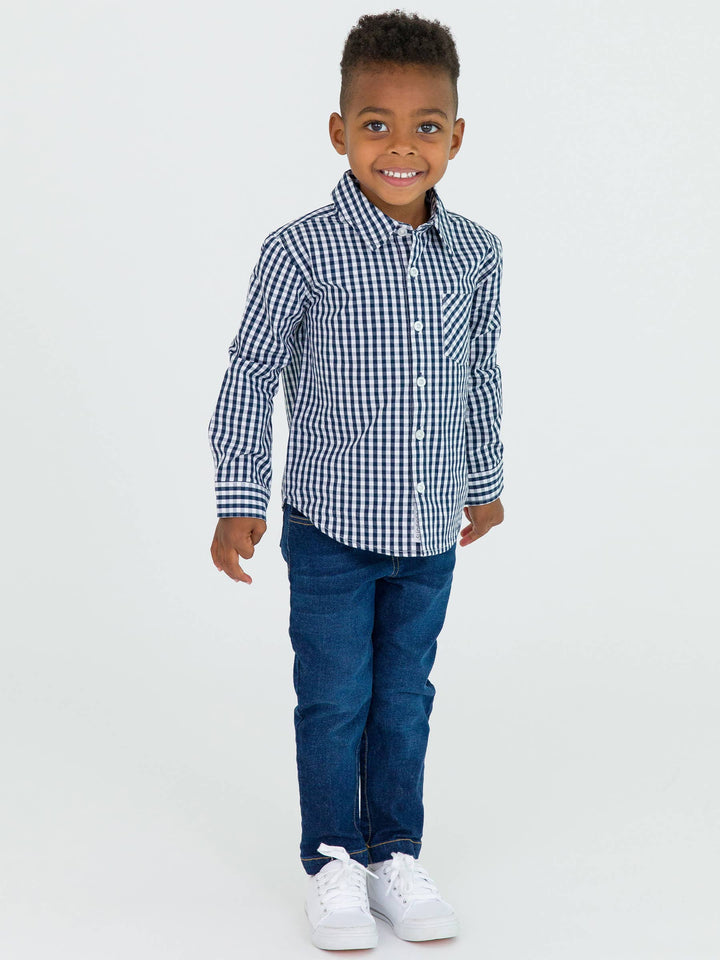 Boys Medium Wash Denim Stretch Denim Pull-on Jeans