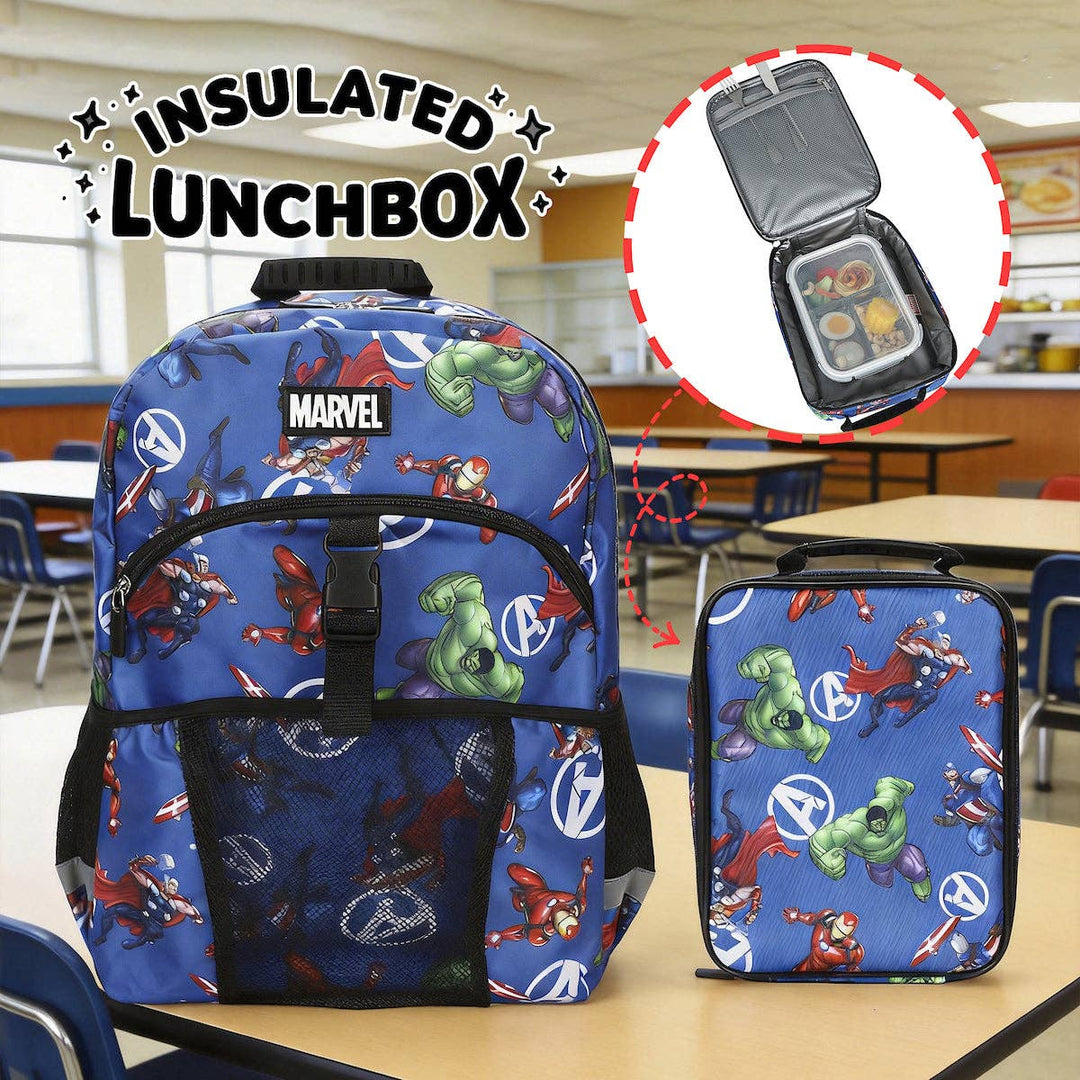 Marvel’s Avengers Classic 2-Piece 16” Kids Backpack &amp; Lunch Box Set For School And Travel