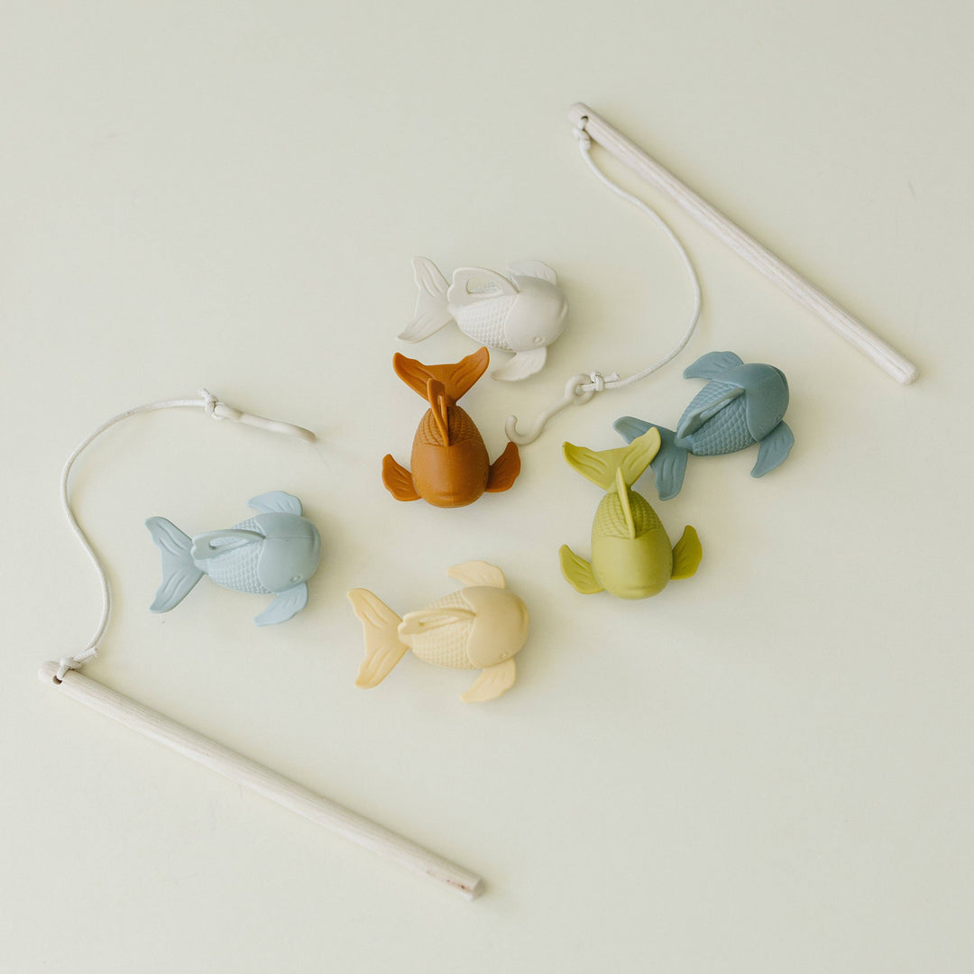Juego de pesca de silicona y madera