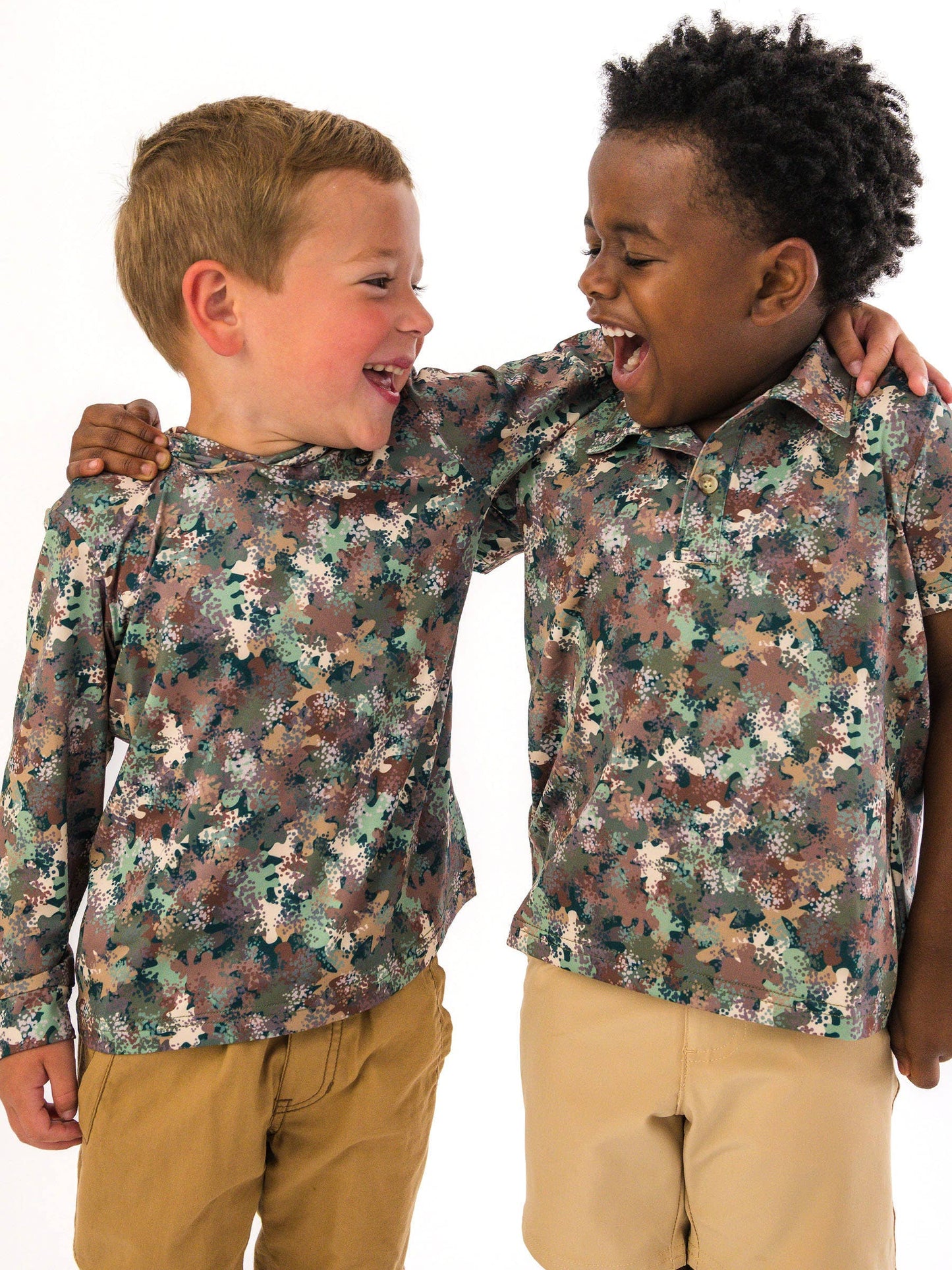 Boys Classic Camo Knit Short Sleeve Performance Polo