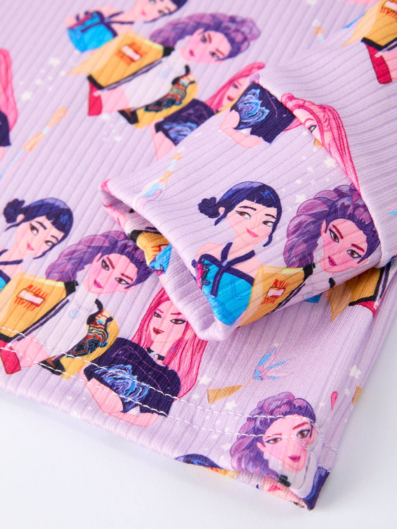 Girls Purple Print Long Sleeve Lounge Set