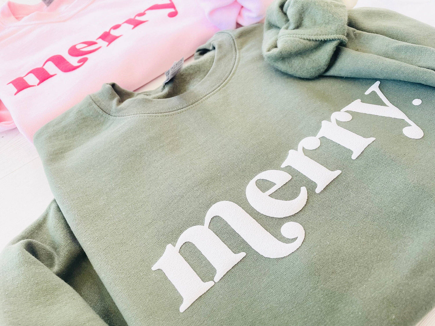 Embossed Retro Merry Christmas Sweatshirt