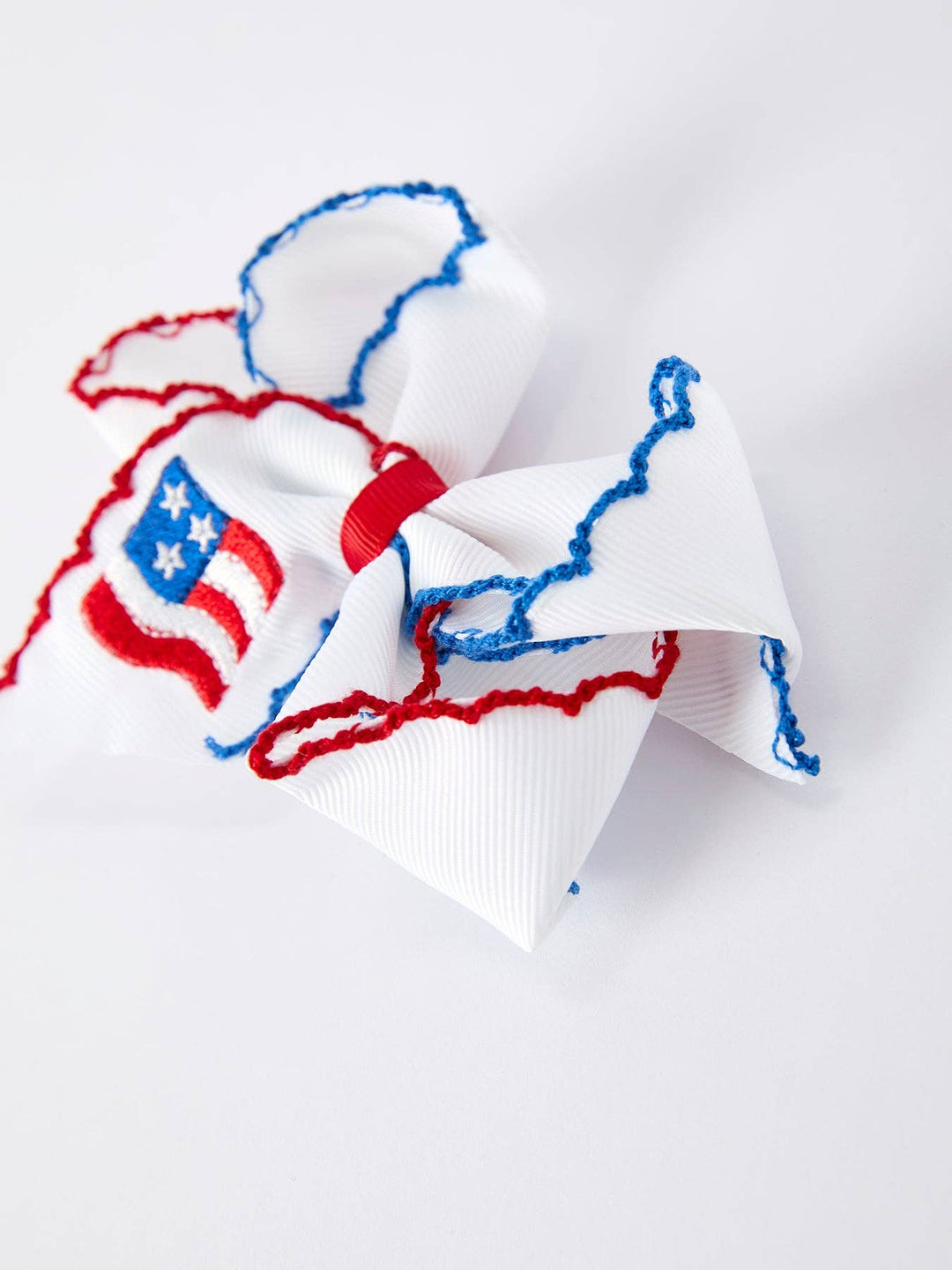 Stars &amp; Stripes Flag Hair Bow – Toddler Girls July 4th Hair Accessory