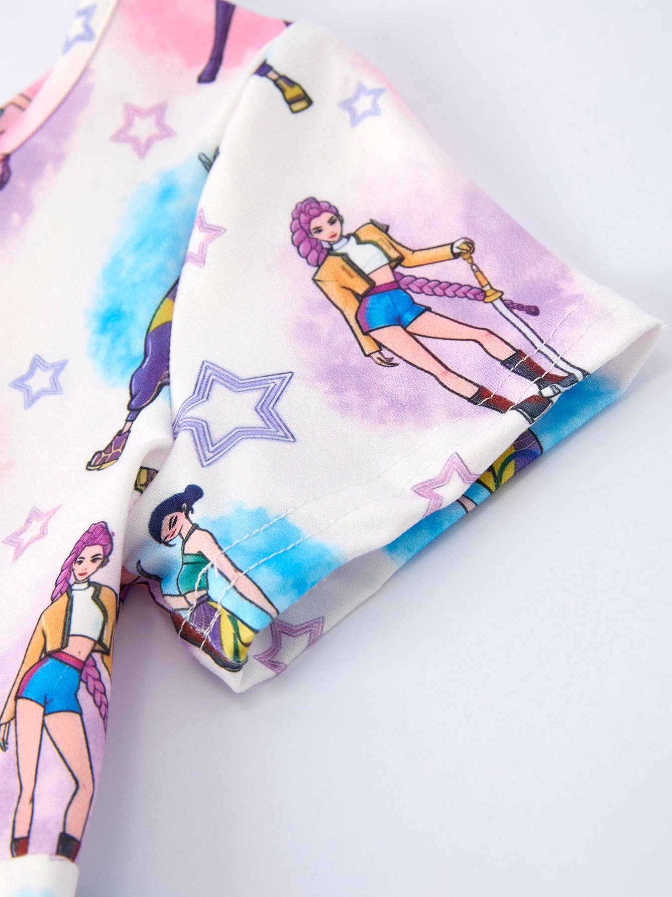 Summer KPop Demon Hunters Inspired Girl Twirly Short Sleeves Dress