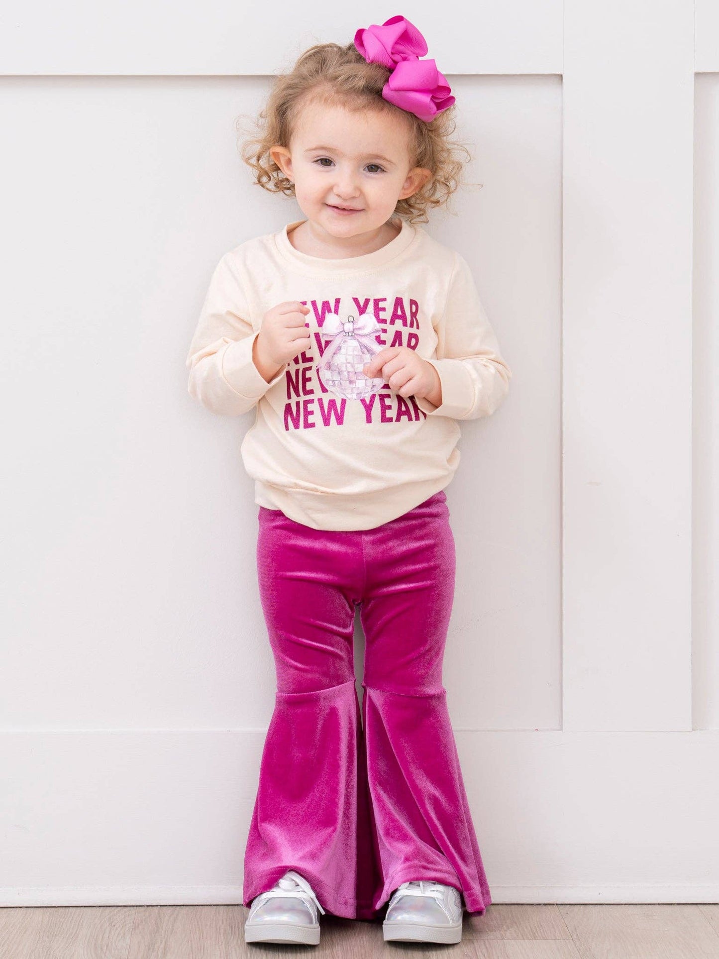 New Year Cheer Velvet Bell Bottom Outfit