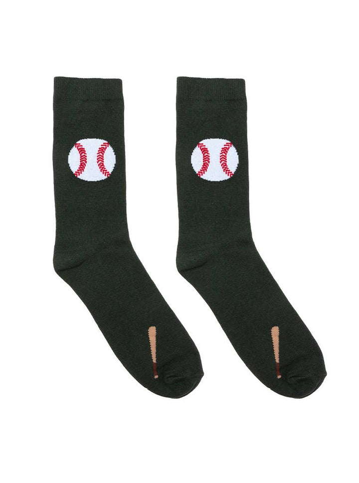 3D Packaged Crew Socks - Baseball w/ Bat - Forest Green