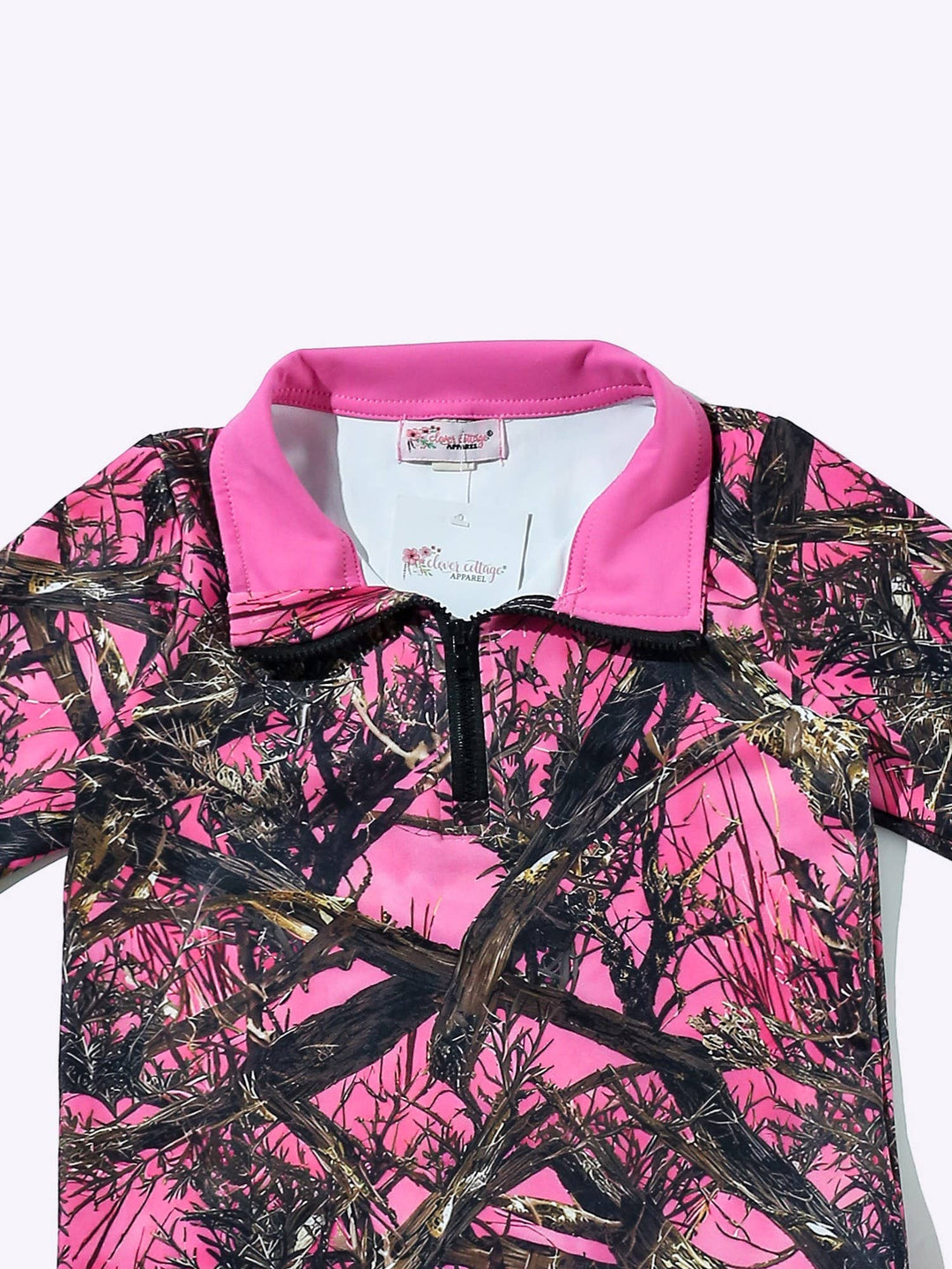 Pink Tree Camo Girls Quarter Zip Skort Set