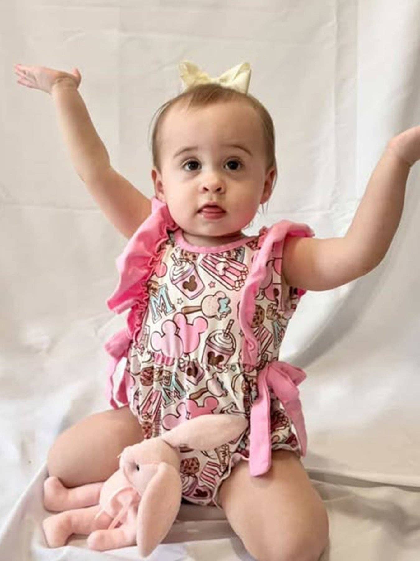 Summer Sweet Treat Print Girls Short Sleeve Romper
