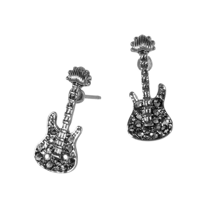 Crystal Stone Paved Guitar Stud Earrings