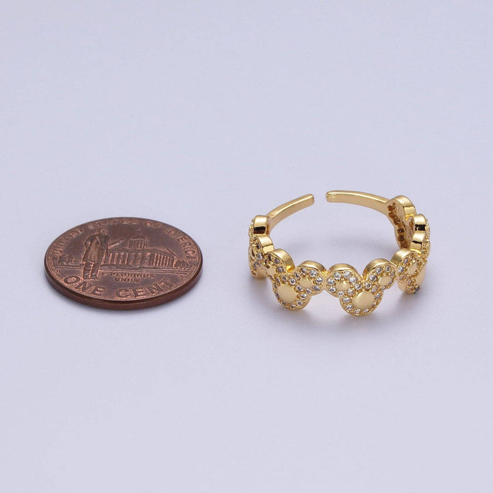 Clear Micro Paved CZ Mouses Adjustable Gold Ring