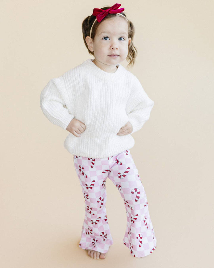 Christmas Candy Cane Kids &amp; Baby Flare Pants | Pink