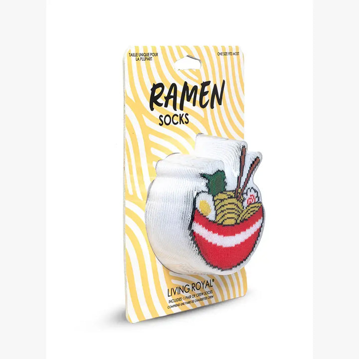 3D Packaged Crew Socks - Bowl of Ramen Noodles - White