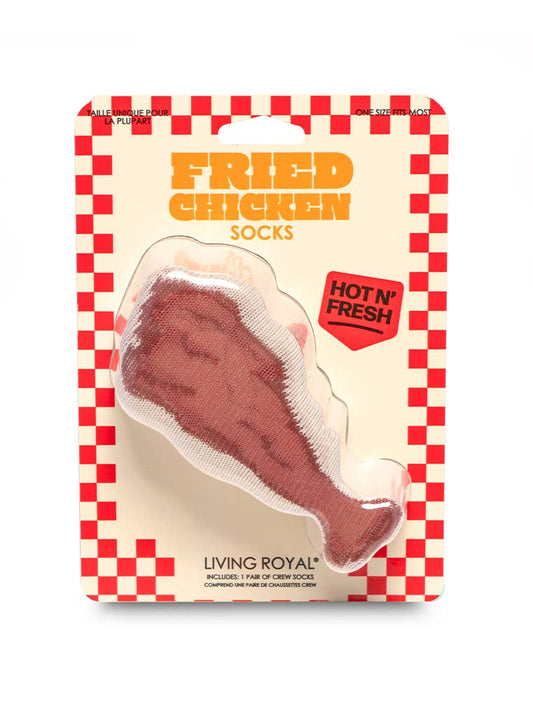 3D Packaged Crew Socks - Fried Chicken Leg - Off-White