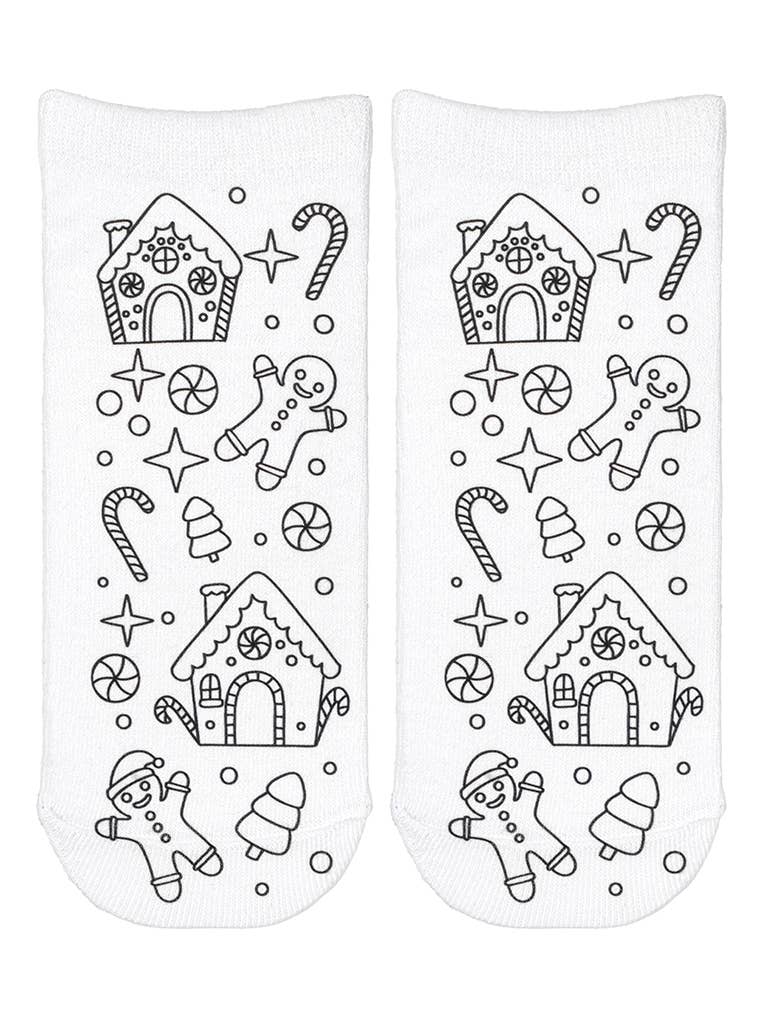 Ankle Socks - DIY Coloring Kit - Holiday Gingerbread Houses