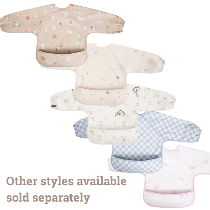Smock Bib for Baby &amp; Toddler Long Sleeve (Pink Flowers)