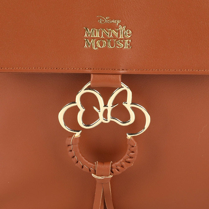 Disney Minnie Mouse Classic Faux Leather Mini Backpack with Bow Accent and Polka Dot Lining