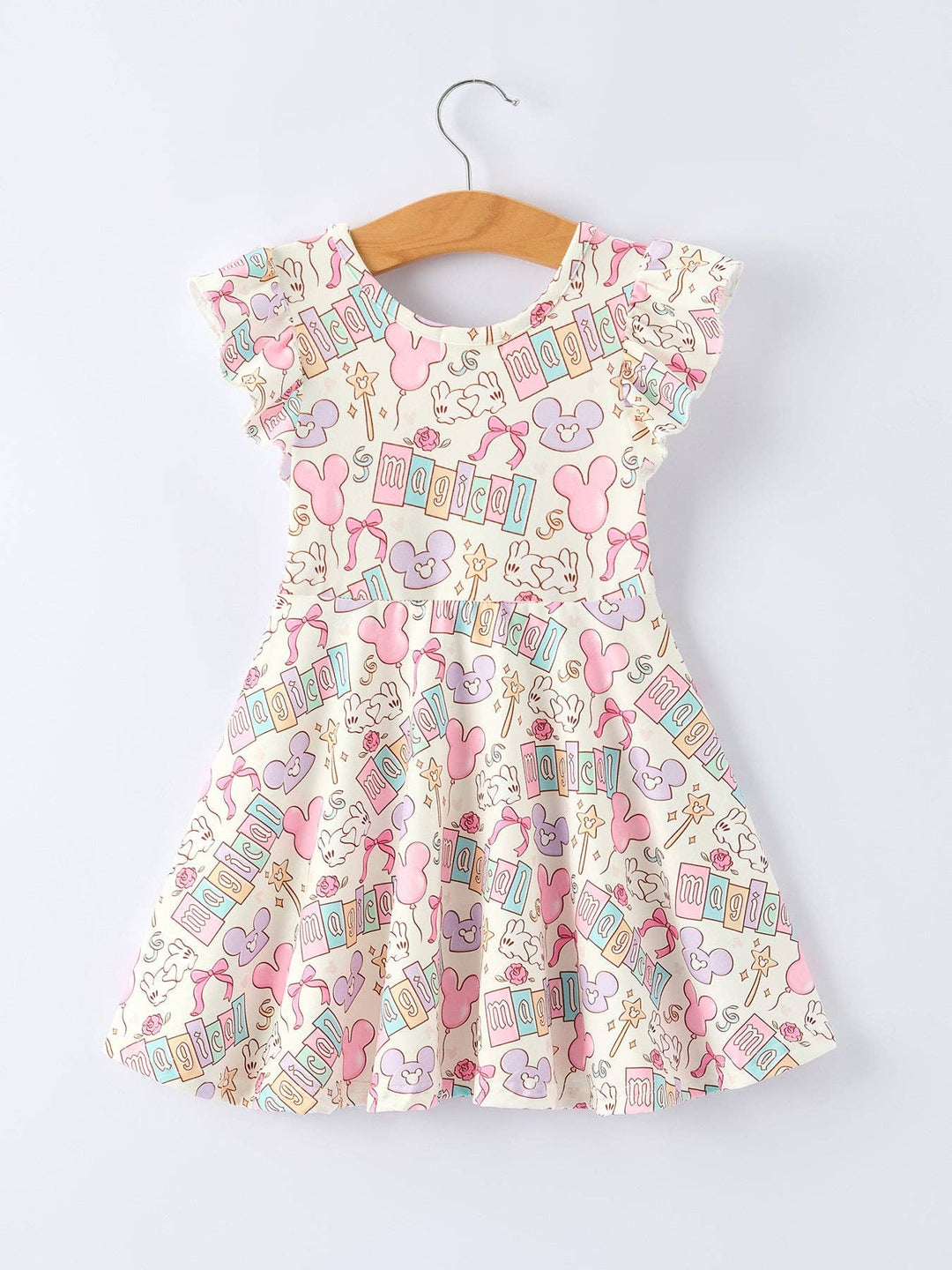 Pastel Magical Theme Girls Flutter Sleeve Dress