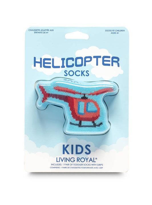 3D Packaged Crew Socks - Kids - Helicopter - Sky Blue