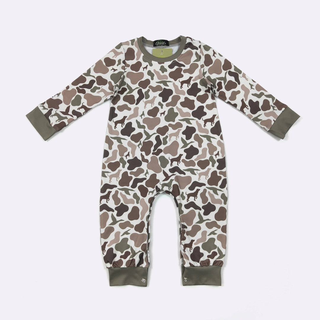 LS Dog Duck Hunt Camo Boy Romper
