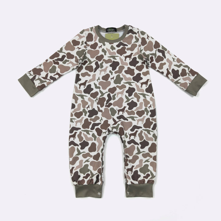 LS Dog Duck Hunt Camo Boy Romper