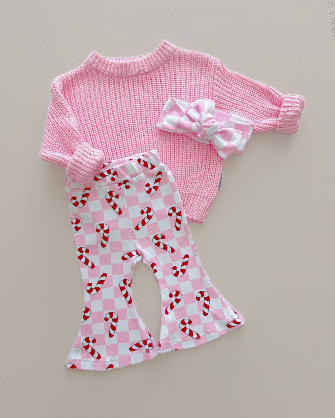 Christmas Candy Cane Kids &amp; Baby Flare Pants | Pink