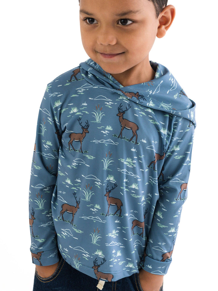 Boys Deer Antler Adventure Performance Hooded Shirt