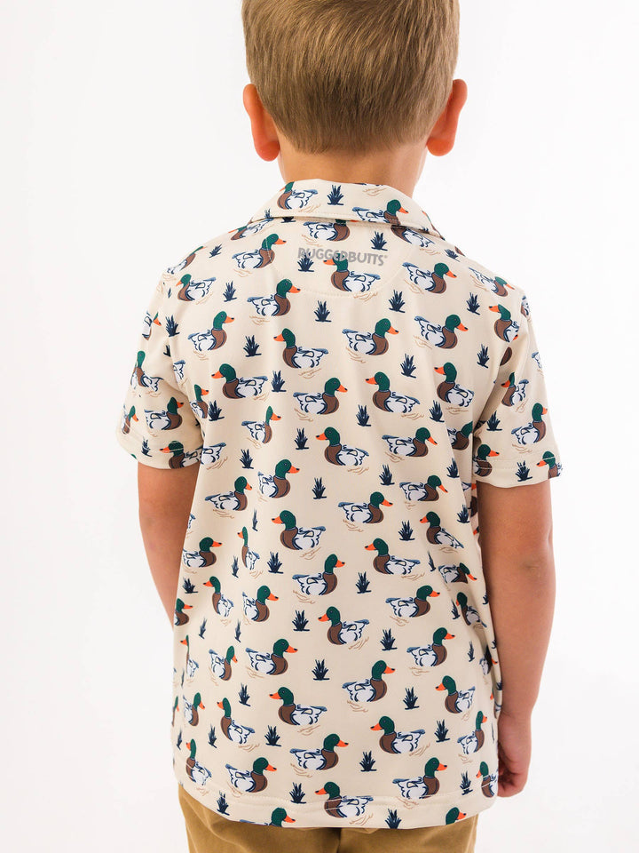 Boys Mallard Marsh Duck Knit Short Sleeve Performance Polo