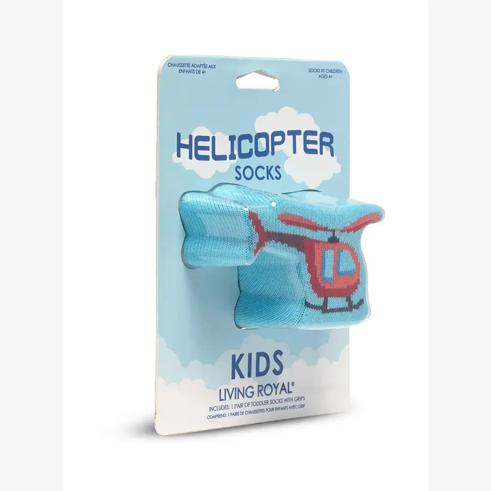 3D Packaged Crew Socks - Kids - Helicopter - Sky Blue