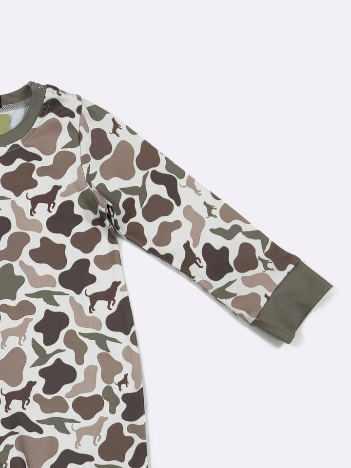LS Dog Duck Hunt Camo Boy Romper