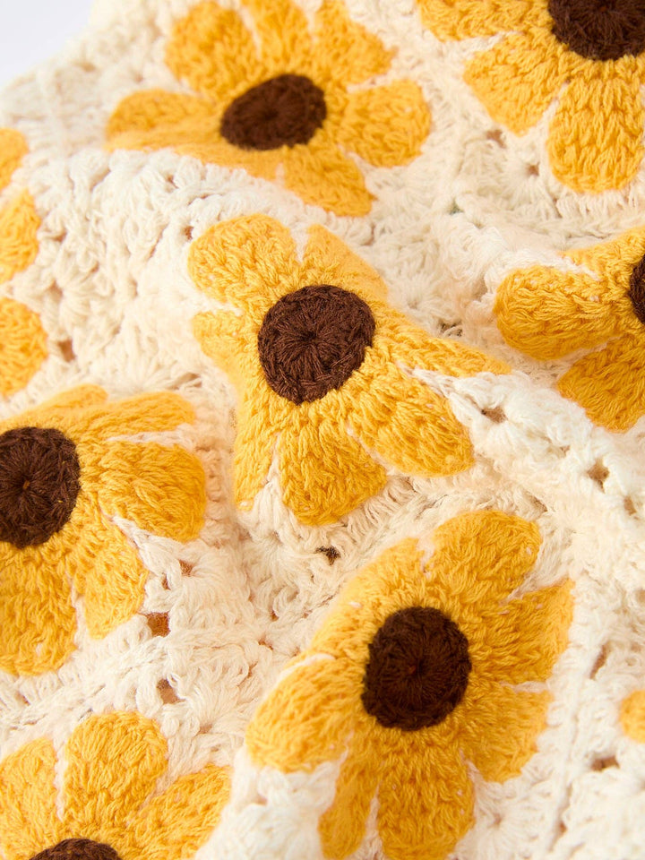 Summer Sunflower Baby Crochet Romper