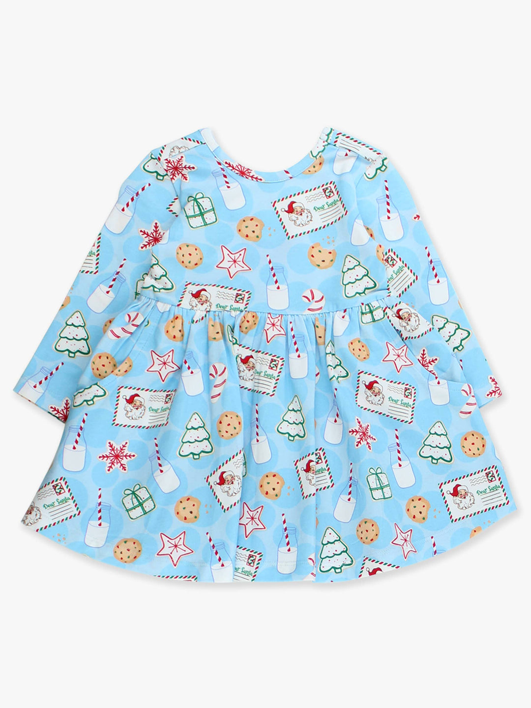 Vestido de punto de manga larga con diseño de dulces de Papá Noel para niñas