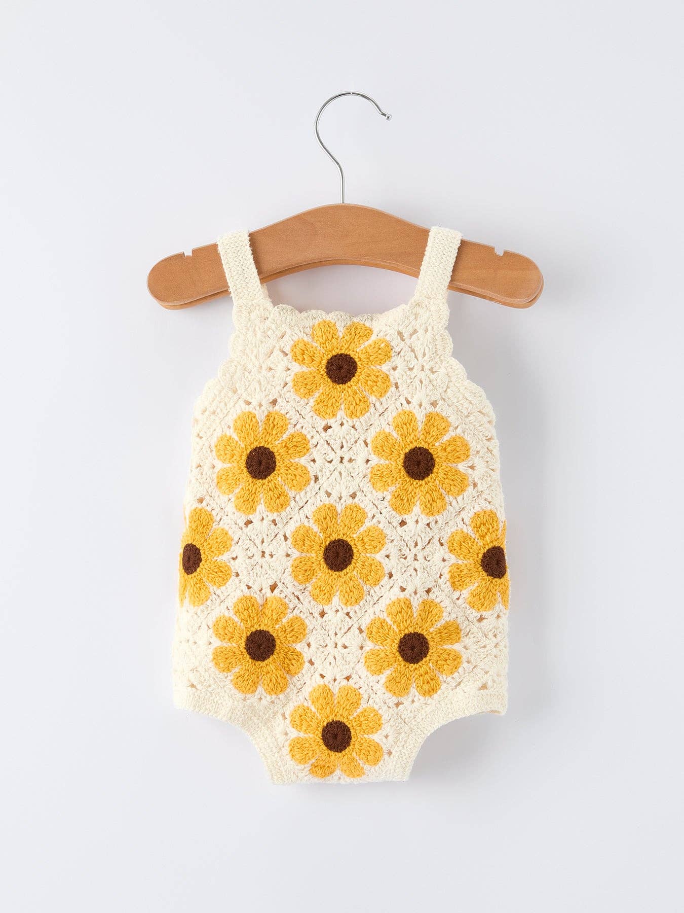 Summer Sunflower Baby Crochet Romper