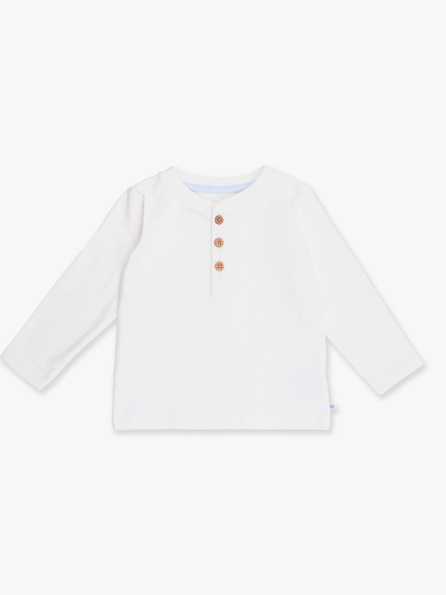 Boys White Knit Long Sleeve Henley Tee